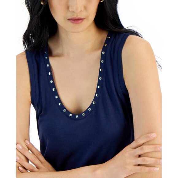 I.N.C. International Concepts Size XL Embellished Navy Scoop-Neck Tank Top NWT - Picture 3 of 7